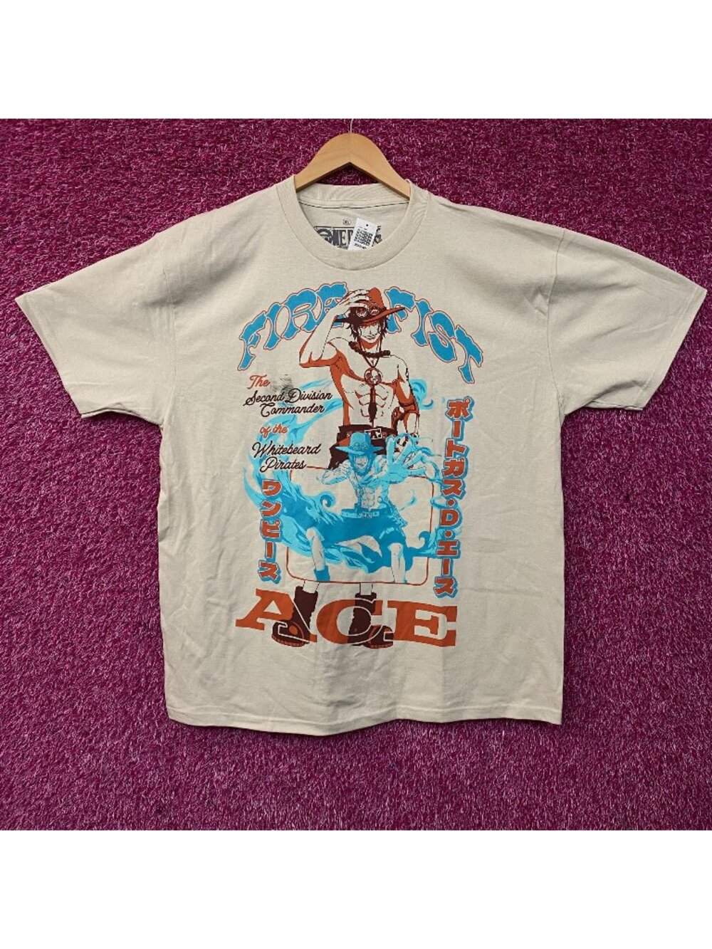 One Piece Portgas D. Ace The Second Division Commander Anime Graphic T-Shirt XL